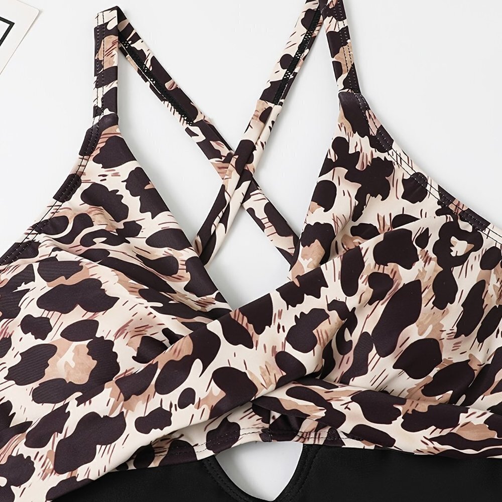 Travel Passions - Colorblock Leopard Print One Piece Swimsuit - Picture 6 of 10